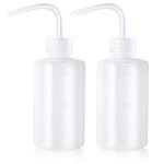 Melphoe Tattoo Wash Bottle Squeeze 2Pcs 250ml Squirt Bottle Succulent Watering Can, Safety Rinse Bottle, Plastic Squeeze Medical Lab Washing Bottle, Tattoo Supplies, Lash Water Bottle Squeezer(White)