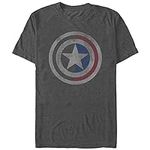 Marvel Men's Distressed Captain America Shield T-Shirt, Char HTR, M