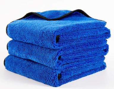 LF line Microfiber Car Towels,Super Absorbent and Quick Drying,Professional Premium Towel for Auto Cleaning and Household 40cm x 60cm 3 Pack Blue