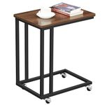 VASAGLE Mobile Snack Table Sofa Side Table for Coffee or Laptop with Metal Frame and Casters Modern Piece ULNT50Z