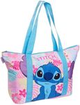 Disney Stitch Tote Bag for Women Girls Travel Beach Bag Zipped Fully Lined Large Shoulder Top Handle Overnight Carry On Shopper Bag, Pink, Tote