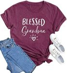 MAIHUN Blessed Grandma Shirt for Women Grandmother Heart Graphic Tees Grandma Gift T-Shirt Tops Green, Purple, Medium