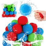 PATPAT® 21Pcs Pom Pom Water Balloons, Soft Sponge Pool Water Balls in 3 Colors, Lightweight Floating Ball Toys for Pool Party, Bath, Beach & Swimming Pool, Beach Toys for Kids, 5cm Dia