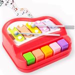 Gooyo 1503 Non Battery 2 in 1 Mini Piano and Xylophone Toy with Colorful Keys & 2 Mallets for Babies/Girls/Boys/Kids/Gifts | Red Color (Battery Not Required)