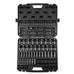 VEVOR 3/8" Drive Impact Socket Set, 90 Piece Socket Set SAE 1/4"-3/4" and Metric 6-19mm, 6 Point Cr-Mo Alloy Steel for Auto Repair, Includes Extension Bars Universal Joint Adapter Lock Storage Case