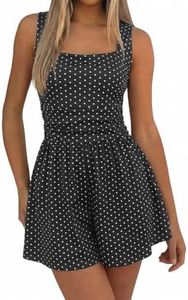 Women's Rompers for Summer Sleeveless Polka Dot Date Night Romper Dress