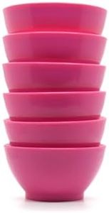 CaliBowl Non-Spill Mini Plastic Bowl Set - 8oz Reusable Kitchen Bowls with Concave Inner Lip and Non-Slip Base - For Serving Dips, Nuts, Ice Cream and Snacks - Set of 6 - Hibiscus Pink