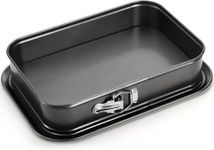SOUJOY Springform Cake Pan, Non-Stick Cheesecake Pan, 14 x 9 Inch Large Rectangle Cake Pan with Removable Bottom, Ice Cream Cake Bakeware, Black