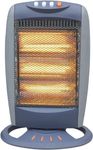 (HomeVibe) 1200w 3 Bar Compact Halogen Heater Oscilating with 3 Bar Heat Settings / 90 Degree Oscillation/Safety Tip-over Switch/Carry Handle / 17p Per Hour - Grey