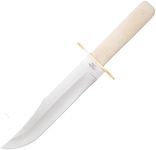 Bear & Son Cutlery WSB02 Smooth Bone Bowie with Leather Sheath Knife, 14 3/8", White