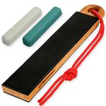 BeaverCraft Knife Strop Kit LS9P02 Leather Strop for Knife Sharpening - Stropping Leather with Knife Polishing Compound - Pocket Leather Honing Strop Block 2-Sided, Leather Knife Sharpener