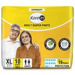 KareIn Overnight Adult Diaper Pants, Extra Large 100-150 Cm (40"- 59"), 10 Count, Unisex, Leakproof, Elastic Waist, With Aloe Vera Lotion, Anti-Bacterial, ADL, Wetness Indicator