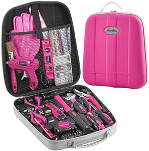 Monika 159PCS Pink Tool Kit Portable Household Tool Set Multi-functional Repair Tool for Household Repair Removal Maintenance General Household Hand Tool Kit with Storage Case