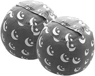 Miaowater 2 PCS Stuffed Animal Storage Bean Bag Chair Cover, Cotton Canvas Beanbag with Zipper for Organizing Kid's and Adults Room Grey Stars Moon 24"