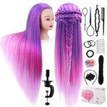 Mannequin Head with Hair, TopDirect 29.5" Hair Manikin Training Head Hair Practice Cosmetology Hair Doll Styling Hairdressing Braiding Heads with Clamp Holder and Tool Kit