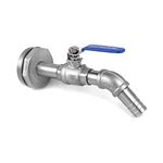 QWORK Drum Faucet for 55 Gallon Steel/Plastic Drum, 2" Stainless Steel Barrel Faucet with 90 Degree 3/4" Outlet and EPDM Gasket, No Leaking, for Water, Diesel, Gasoline, Other Liquids