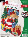 Bucilla, Storytime Bears Christmas 18" Felt Applique Stocking Making Kit, Perfect for DIY Holiday Needlepoint Arts and Crafts, 89328E