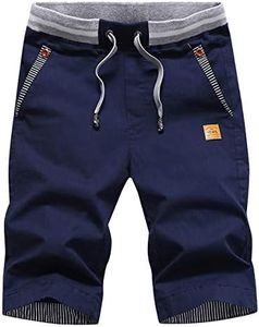 Tansozer Men's Shorts Casual Classic Fit Drawstring Summer Beach Shorts with Elastic Waist and Pockets (Navy Blue, XXX-Large)