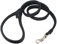 Dogs My Love 4ft Long Round Genuine Rolled Leather Dog Leash Black (Small: 3/8")