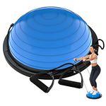 DrfzCa Balance Ball Trainer-Half Ball for Yoga with Resistance Band and Foot Pump, Improve Workout Half Balance Ball,Exercise Balance Ball for Stability Training and Home Gym