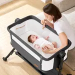 Taylengrow Baby Bassinet Bedside Sleeper - All-Mesh Design, Portable Bedside Bassinet for Baby with Washable Mattress, 5 Adjustable Heights (Black)