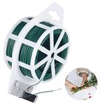 Floral Wire for Wreath Making with Built-in Cutter Green Floral Wire 22 Gauge Floral Wire 100 Meters Soft Paddle Wire for Flower Arrangements, Wreath, Garlands, Plant Crafts, DIY Crafts, Garden Plant Support (green)