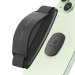 Sinjimoru Abnehmbare Handy Halterung mit Ständer, Elastischer Handy Fingerhalter kompatibel für Wireless Charging Handy Griff Fingerhalterung für iPhone & Android. Sinji Mount S-Grip Schwarz