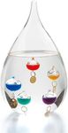 Suyak Tear Drop Shaped Free Standing Galileo Thermometer - Elegant Home Decor & Room Thermometer, Father's Day Gift for Men - Thermometer for Indoor with Temperature Reading (22 CM)