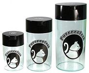 Tightpac America Pawvac Set of 3 Vacuum Sealed Pet Food Storage Containers, Black Cap and Clear Body/Black Cat (6, 12, 24-Ounce)