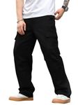 Vogaan Casual Solid Men's Loose Fit Cargo Pants with Multiple Pockets | Cotton Cargos for Men (Black_38)