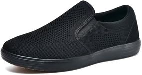TIOSEBON Men's Mesh Slip on Walking Loafer Shoes Memory Foam Arch Support Slip Resistant Work Drving Tennis Sneaker All Black 9 US