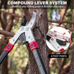 HAUTMEC Telescopic Anvil Loppers 70-95cm – Heavy Duty Pruning, 5cm Cut