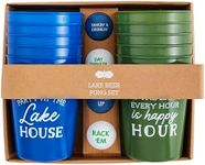 Mud Pie Cup 16 oz | Ball 1 1/2" Dia Lake Beer Pong Set, Blue/Green
