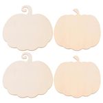 Cabilock 4 Pcs Unfinished Wood Pumpkin Sign Wooden Pumpkin Cutout Blank Pumpkin Plaque for DIY Thanksgiving Party Halloween Decoration Mixed Sizes