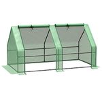 Outsunny 6' x 3' x 3' Portable Tunnel Greenhouse Outdoor Garden Mini with Large Zipper Doors & Water/UV PE Cover Green