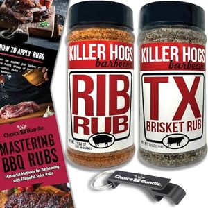 ChoiceBundle Killer Hogs Rib Rub & TX Texas Brisket Premium BBQ Barbecue & Seasoning 2 pk Variety Choice Bundle (22.34 oz) + BBQ Guide & Keychain Bottle Opener (4 Items)!