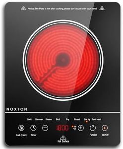 Noxton Portable Electric Stove, 1800W Electric Cooktop Single Burner Countertop with Child Safety Lock, Timer, Residual Heat Indicator, 110V Ceramic Infrared Hot Plate