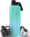 IRON °FLASK Sports Water Bottle - 40 Oz 3 Lids (Wide Spout Lid), Leak Proof - Stainless Steel Gym & Sport Bottles for Men, Women & Kids - Double Walled, Insulated Thermos, Metal Canteen