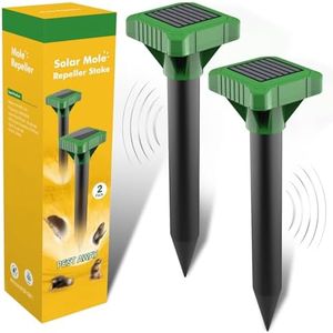 Baoduu Mole Repeller Set of 2 [2024 Upgrade], Mole Repellent 400 Hz for Approx. 500 m², IP65 Vole Repellent, Solar Test Winner Best, Mole Repellent Without Carbide Against Voles