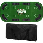 RUN.SE Folding Poker Table Top 63"x 32" Poker Table Mat with Chip Tray and Cup Holders for 8-Players, Casino Texas Poker Mat with Storage Bag