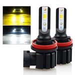 D-Lumina H11 H8 H16 Switchback LED Fog Light Bulbs, 8000 Lumens 40W 300% Brightness Dual Color 6000K Xenon White/3000K Golden Yellow, Super Bright LED Fog Light DRL Bulb Upgrade Replacement, Pack of 2