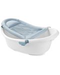 Skip Hop Baby Bath Tub 4-in-1 Grow with Baby Infant to Toddler Bathtub with Supportive Sling and Sit-Up Support Wave Age 0m+