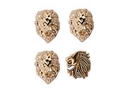 Knighthood Golden Alloy Set of Lion, Tiger and Jaguar Lapel Pin Suit Collar Accessories Brooch for Men