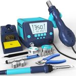 BAKON 881 2-In-1 SMD Hot Air Rework and Soldering Station with LCD Display,°F /°C,Auto Sleep & Standby,Digital Correction, Solder Wire, Tips,Tweezers, Nozzles,Solder Sucker,Flux,Wire Cutters