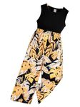 TAGAS Girl Summer Casual Loose Comfortable Polycotton, Yellow Vest And Plant Printed Long Pants 2Pcs Outfit Girls Dress Dress Top And Trouser Set Pant Set (Gjs-28)