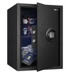 Amazon Basics 50 Litres Digital Safes for Home & Office - Digital Lock 2-in-1 unlocking | locker safe with Motorized Door Locking Mechanism | Size : 50 H x 35 W x 33 D(cm) | Black | Weight: 17 Kgs