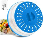 Microwave Splatter Cover, Microwave Food Cover, Collapsible Microwave Plate Cover for Food, Fruit, Vegetables, Drainer (blue)