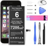 [7200mAh] Battery for iPhone 6, 2024 New Upgraded High Capacity 0 Cycle Li-Polymer Replacement Battery for iPhone 6 Models A1586, A1589, A1549 with Complete Professional Repair Tool Kit