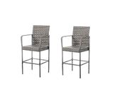 EMK Trading ltd Ratten Wicker Bar Stool, 2 Piece Set (Grey)