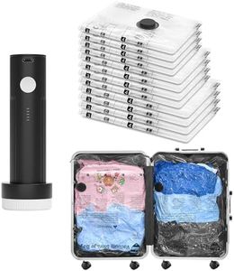 SUOCO Travel Vacuum Bags with Portable Electric Pump, 12 Combo (4L/4M/4S) Compression Packing Seal Cubes for Clothing Suitcase Luggage Organizer, Space Saver Clothes Storage Bags